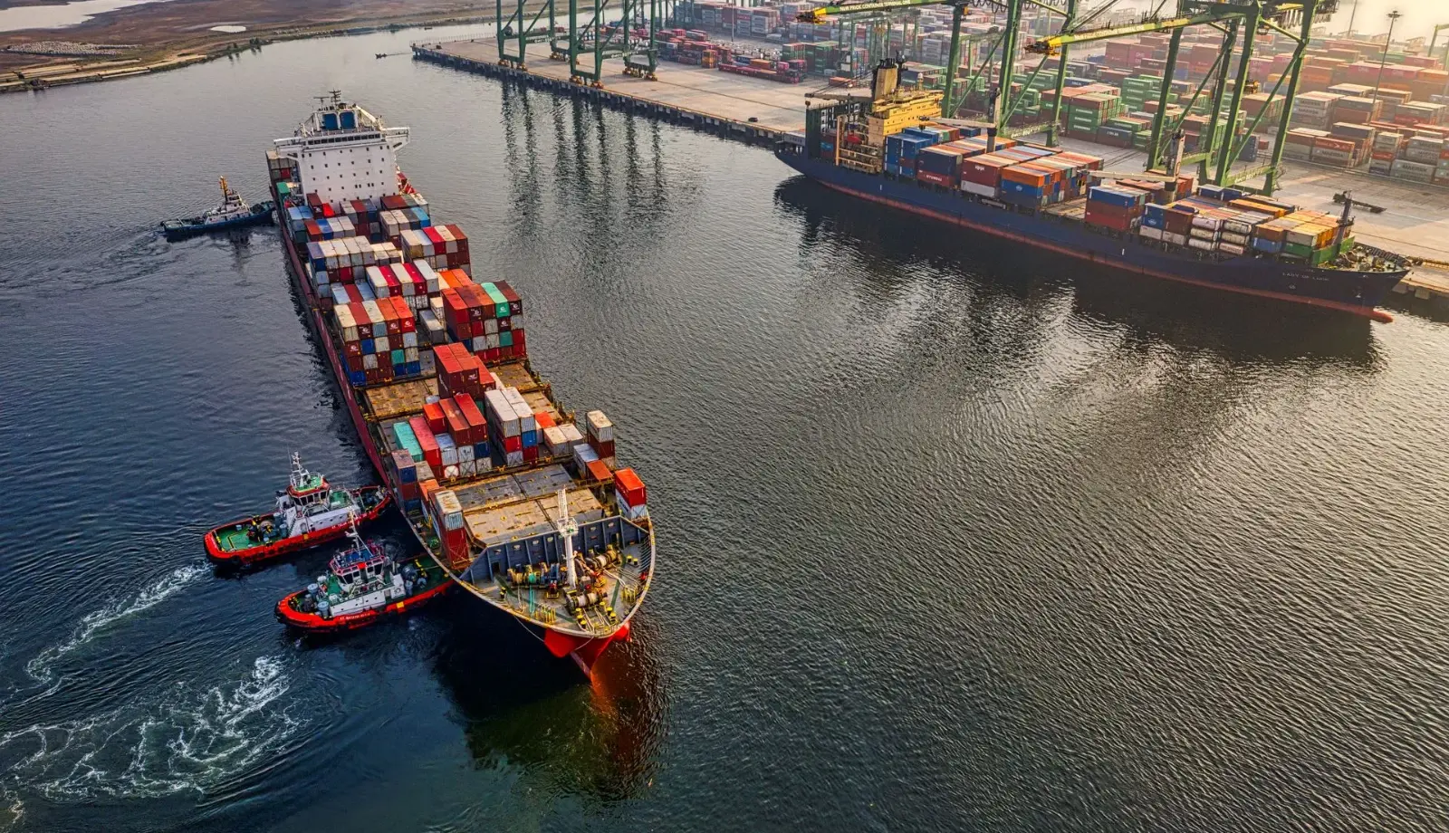 Container vessel loading at an Indian export terminal